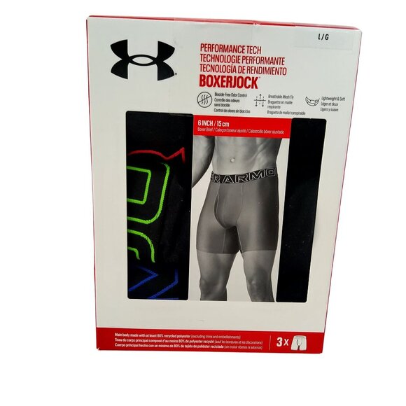 Under Armour Performance Tech Boxerjock 6 Inch Breathable Mesh Boxer Briefs S. L - Picture 1 of 5